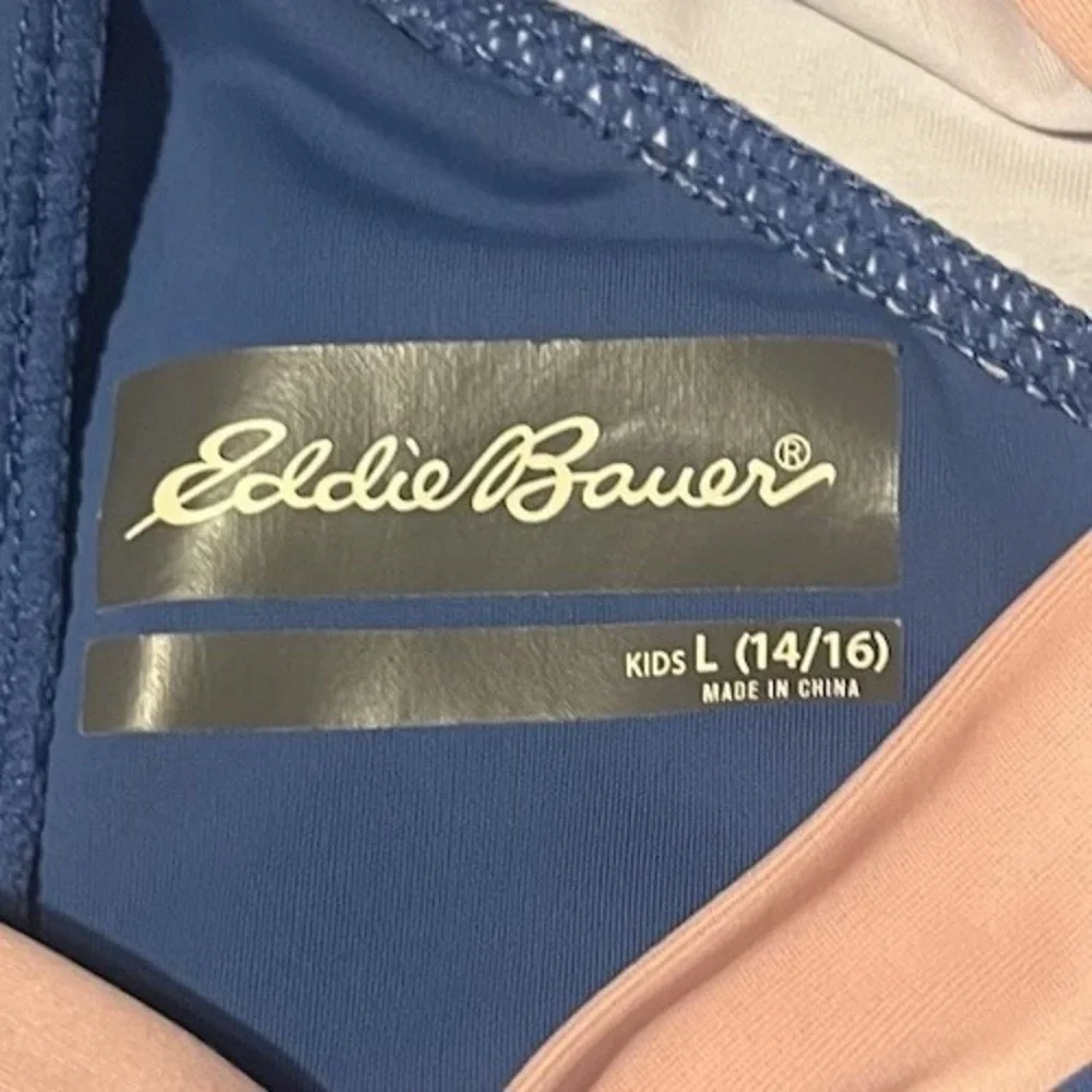 Eddie‎ Bauer Girls Blue Back Zipper  Size Large 14/16 Swim Suit